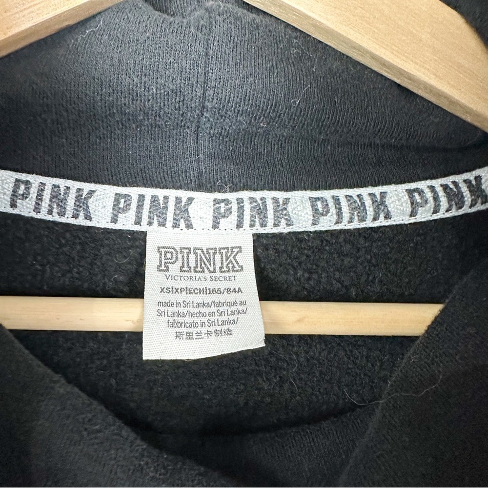 PINK Victoria's Secret Black Fleece Cowlneck Sequins Longsleeves Women XS - Picture 6 of 7